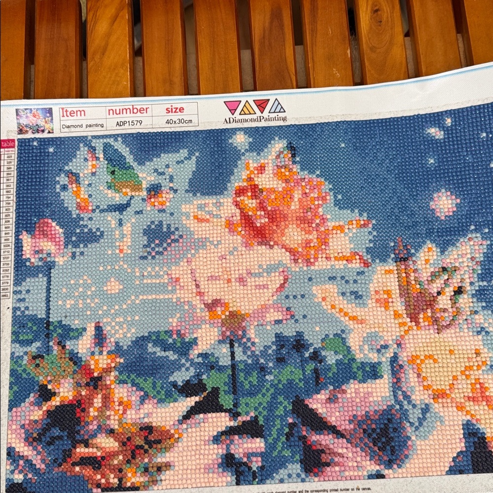 Diamond Painting Kit with Floral and Butterfly Design